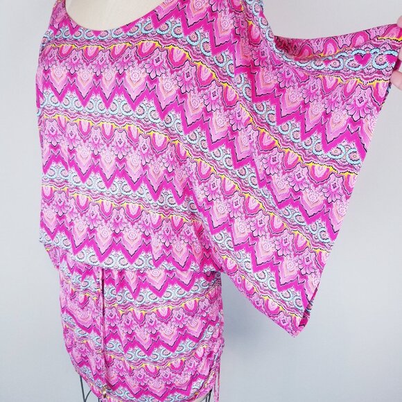 Luli Fama Hot Pink & Turquoise Summer Fling Bikini Set with Cover Up Mini Dress - Picture 4 of 16